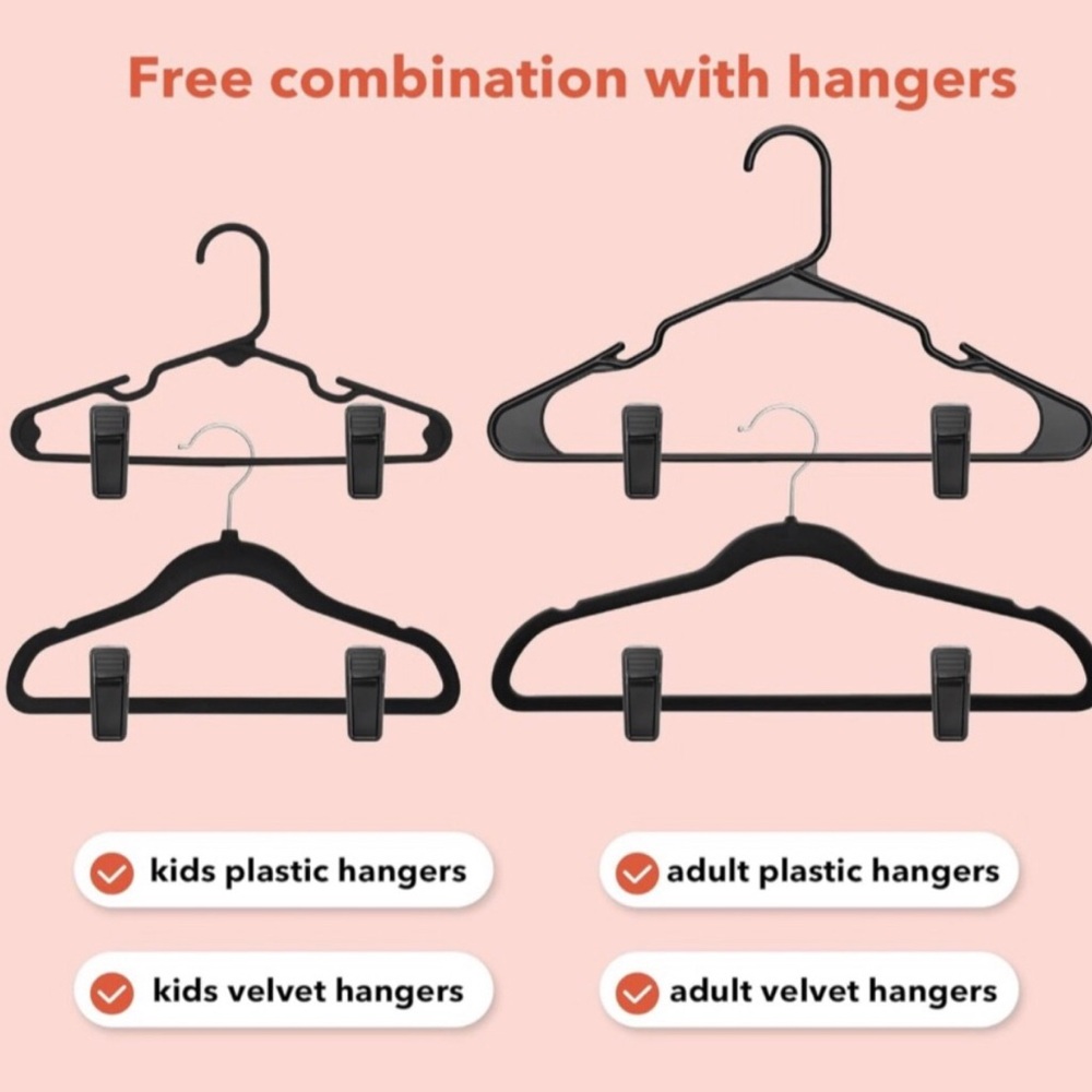 Set/24 Flat Thin Felt Velvet Hanger Clips for Pants and Skirts